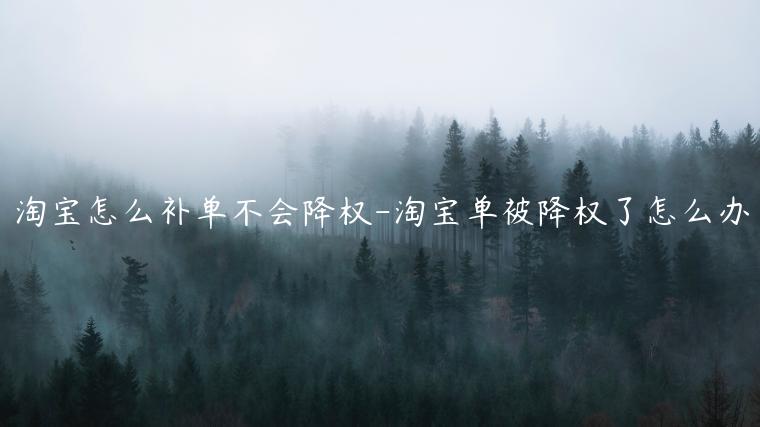 淘寶怎么補(bǔ)單不會(huì)降權(quán)-淘寶單被降權(quán)了怎么辦